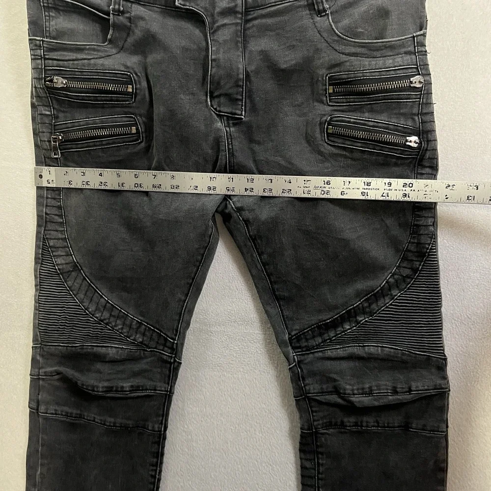 Balmain Paris Moto Biker Jeans Made in Italy Men's Size 38x31 Black Denim Slim